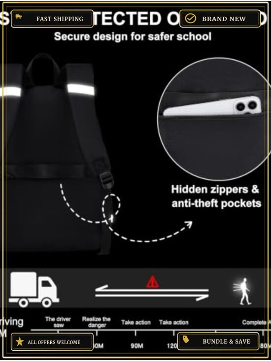 School Backpack for Teen Girls College Students 15.6 Inch Laptop Anti-Theft main image 4